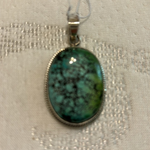 TIBETIAN  TURQUOISE NEW Sterling silver Tibetan turquoise pendant - Picture 8 of 9